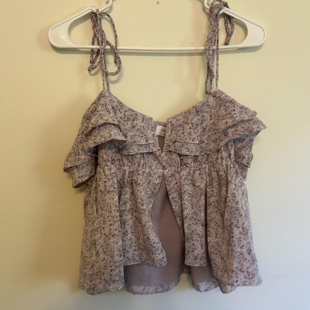 Floral Ruffle Sleeveless Top